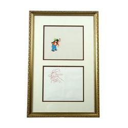 Disney Original Hand Painted Cell & Drawing Goofy