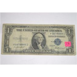 1935 SERIES F $1 SILVER CERTIFICATE BILL SERIAL #P88798888I *EXTREMELY RARE 6 8'S IN SERIAL #*!!