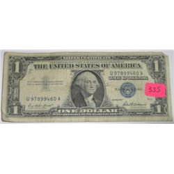 1957 SERIES SILVER CERTIFICATE $1 BILL SERIAL # U97899460A *RARE VF GRADE*!!