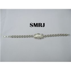 WHITE KISHI ELONGATED PEARL SILVER BRACELET *** METAL: