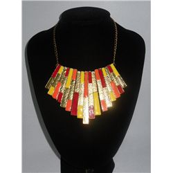 267CTW MULTICOLOR BARS BRASS NECKLACE;18INCH