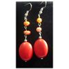 Image 1 : RED TURQUOISE AND MULTICOLOR PEARL DANGLING EARRINGS;AU