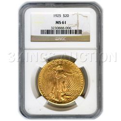 Certified $20 St Gaudens MS61 (Dates Our Choice)