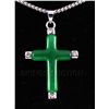 Image 1 : JADE CROSS 3.23GRAMS IN SILVER PLATED PENDANT