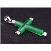 Image 2 : JADE CROSS 3.23GRAMS IN SILVER PLATED PENDANT