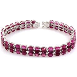 Ruby Oval Cut 3 Rows Sterling Silver 92.5 20 Grams 7.5i