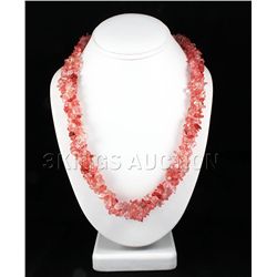 480.10CTW 22in. PINKROSE CHIPPED STONE NECKLACE METAL L