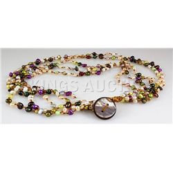 183.00CTW Multi Color Thread Freshwater Pearl Necklace