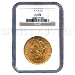 Certified US Gold $20 Liberty MS62 (Dates Our Choice)