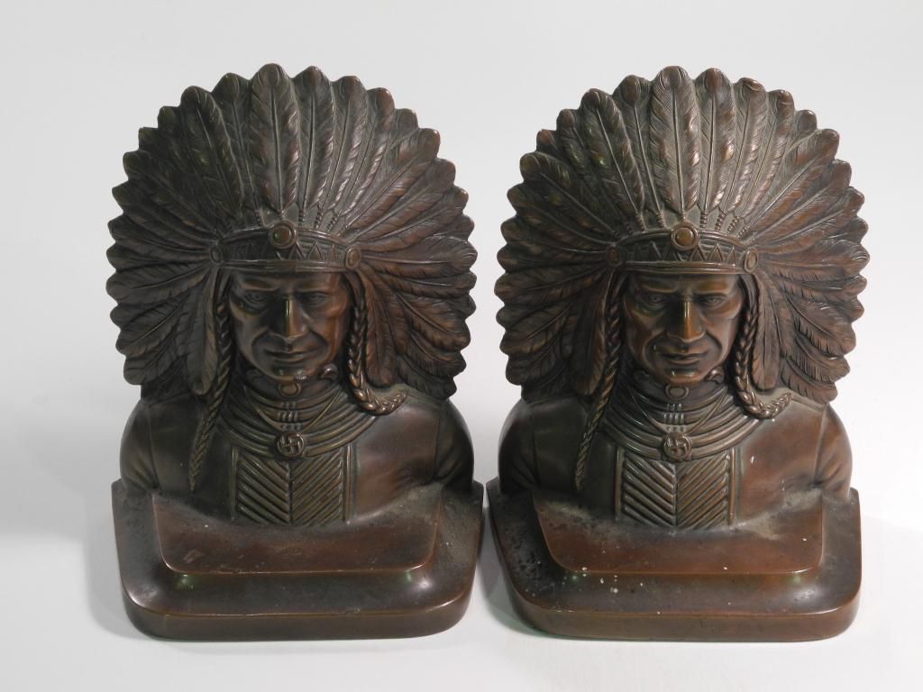 Vintage Bronze Indian Chief Bookends