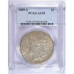 1889-S MORGAN DOLLAR PCGS AU-55