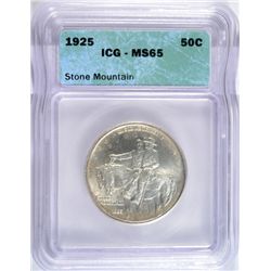 1925 STONE MOUNTAIN COMMEMORATIVE HALF DOLLAR ICG MS-65