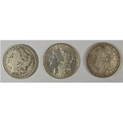 ( 3 ) THREE NICE CIRCULATED MORGAN SILVER DOLLARS