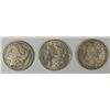 Image 1 : ( 3 ) THREE NICE CIRCULATED MORGAN SILVER DOLLARS