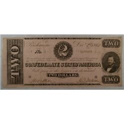 1862  $2 Confederate States VF  est  $90-$100