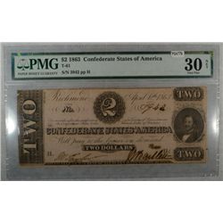 1863  $2 Confederate States PCGS30  est  $175-$200