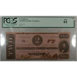 1862  $2 Confederate States PCGS61 est  $275-$300