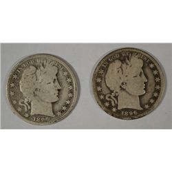 1896 P, & O BARBER HALVES GOOD