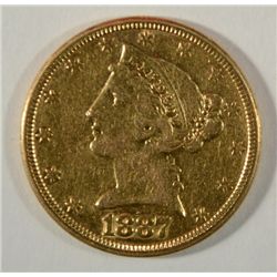 1887S  $5 Gold     XF   est  $470-$485