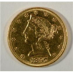 1897  $5 Gold     XF   est  $470-$485