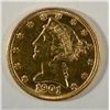 Image 1 : 1901  $5 Gold     XF   est  $470-$485