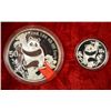 Image 2 : RARE 1987 SILVER PANDA SET 5 oz & 1 oz CHINA PROOF SET