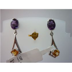 26.25 CTW AMETHYST AND CITRINE EARRING .925 STERLING SI