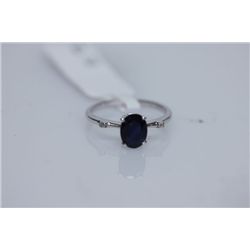 9.32 CTW SAPPHIRE AND DIAMOND RING .925 STERLING SILVER