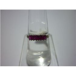 14.00 CTW RUBY & DIAMOND RING .925 STERLING SILVER