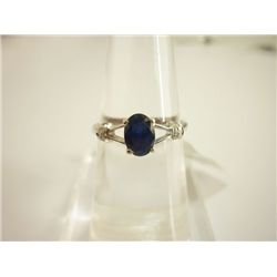 8.50 CTW SAPPHIRE AND DIAMOND RING .925 STERLING SILVER