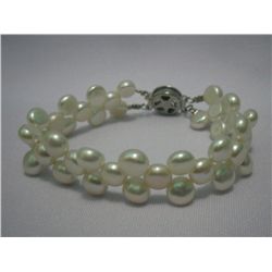 79 CTW  WHITE SIOPAO FLAT PEARL BRACELET