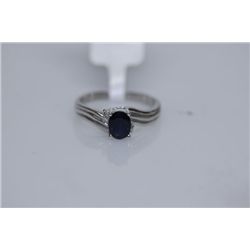 12.19 CTW SAPPHIRE AND DIAMOND RING .925 STERLING SILVE
