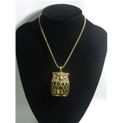 OWL LONG BRASS NECKLACE METAL BRASS SIZE 20INCH