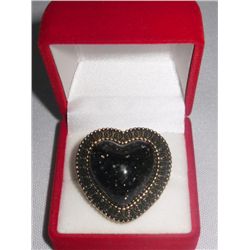 15CTW BLACK HEART BRASS RING SIZE 7