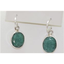 20.10 CTW EMERALD EARINGS .925 STERLING SILVER