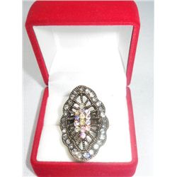 12CTW CZ BUTTERFLY BRASS ADJUSTABLE RING