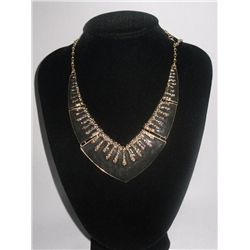306CTW BLACK VINTAGE BRASS NECKLACE;18INCH
