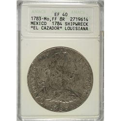 1783-Mo, FF 8R 8 REALES RECOVERED FROM EL CAZADOR ANACS EF-40