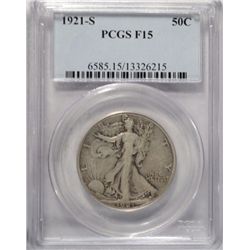 1921 S WALKING LIBERTY HALF DOLLAR PCGS F-VF RARE!