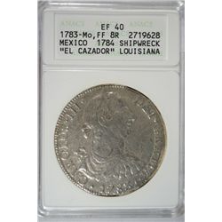 1783-Mo, FF 8R MEXICO EL CAZADOR SHIPWRECK 8 REALES ANACS EF-40