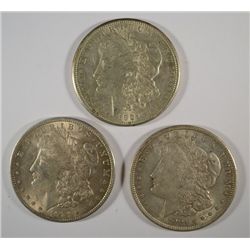( 3 ) THREE NICE CIRCULATED MORGAN SILVER DOLLARS