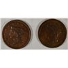 Image 1 : 2  1843  large pennys  VG & F  UNATTRIBUTED est  $45-$50