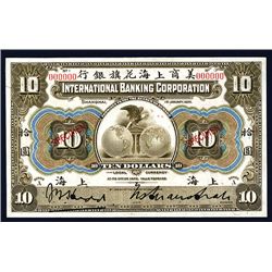 International Banking Corporation, 1905 Issue Specimen Banknote.