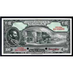 State Bank of Ethiopia, ND (1945) Issue Specimen Banknote.