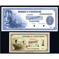 Banque De L'Indochine, 1945 ND Specimen Banknote Pair.