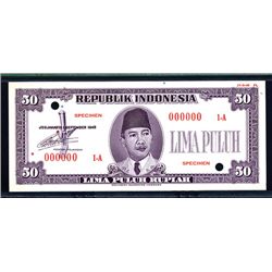 Republik Indonesia, 1948 Essay Banknote Specimen.