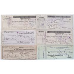 EASTERN RAILROAD, CHECKS, RECEIPT AND BILL, DATED 1885-1913, LOT OF 6: Receipt, Bangor & Piscataquis