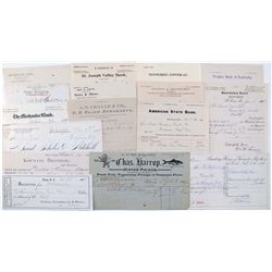 EASTERN STATES GRAB BAG LOT, BILLHEADS,RECEIPTS,LETTERHEADS,DATED 1871-1909, LOT OF 19: Towns includ
