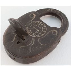 Southern Pacific Padlock with key-THE E.T. FRAIM LOCK CO./ U 140-3 1/2 " X 2" approx.