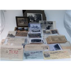 Western docs grab bag (37) post cards/photos/stereoviews  (4) checks and a handfull of assorted docu